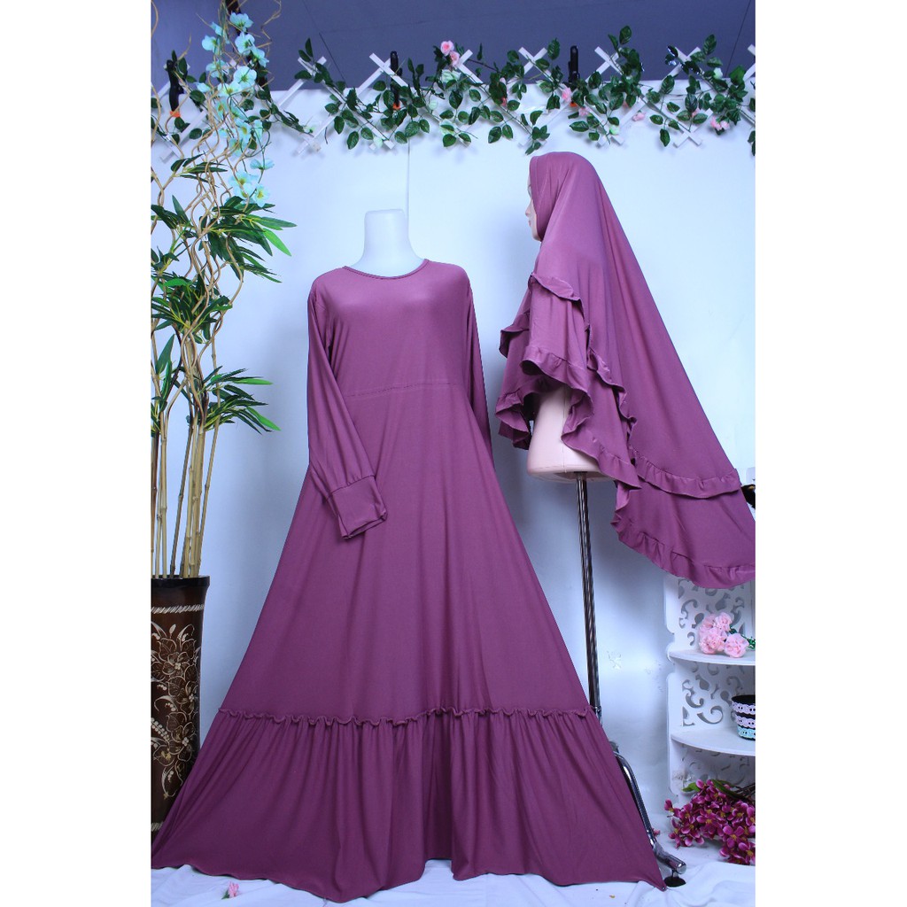 Gamis Jersey set syari gita super set khimar adem jersi busana muslim khimar rempel  susun antem