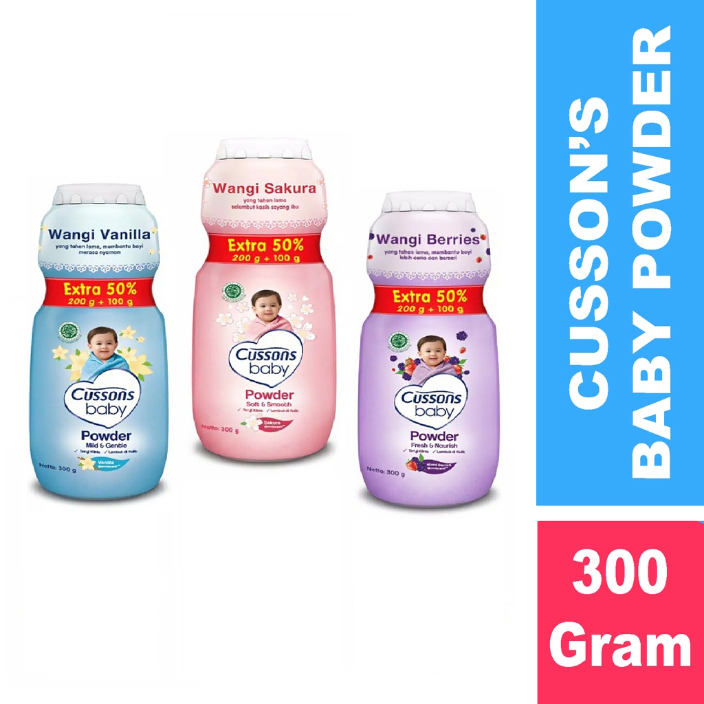 Bisa COD Cussons Baby Powder Fresh &amp; Nourish / Mild &amp; Gentle / Soft &amp; Smooth - Cussons Bedak Bayi 200gr + 100