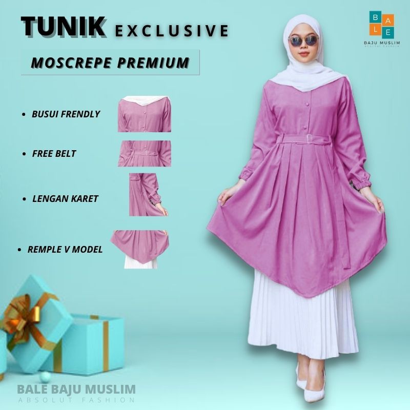 Baju Tunik Wanita Terbaru Ungu Lilac Atasan Baju Tunik Wanita Muslimah Tunik Polos Muslim Baju Tunik