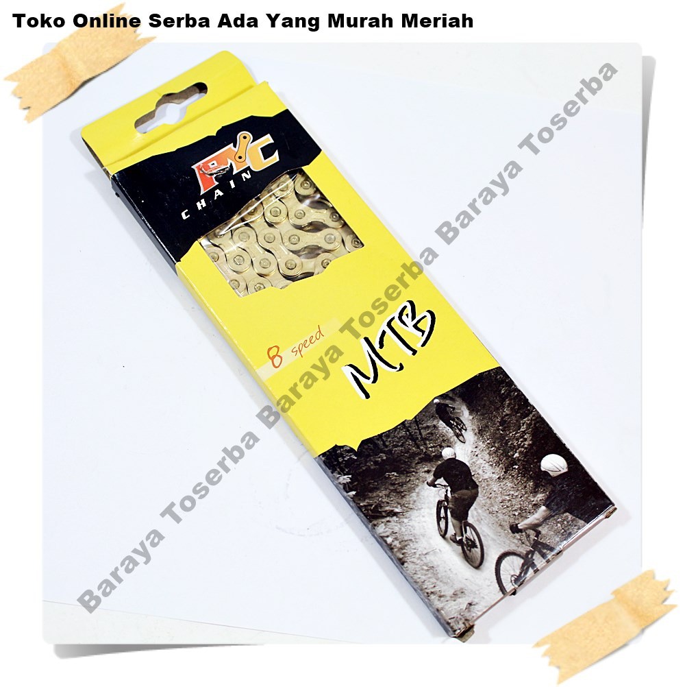 Rantai Sepeda PYC MTB 8 Speed Gold 116L rante sepeda