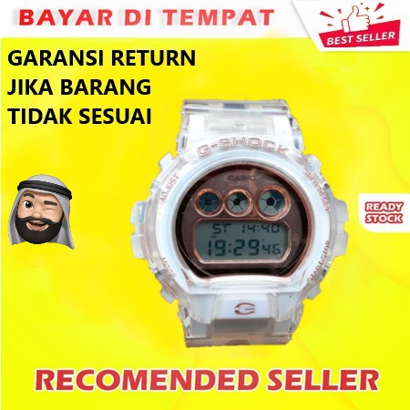Jam tangan pria wanita Casio Gshock DW 6900 Transparan White Gold LIMITED EDITION Tahan Air