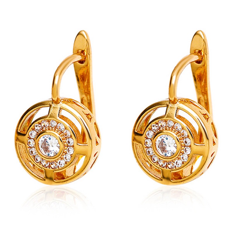 Korean Exquisite Hollow Geometric Earrings Sweet Zircon Earring