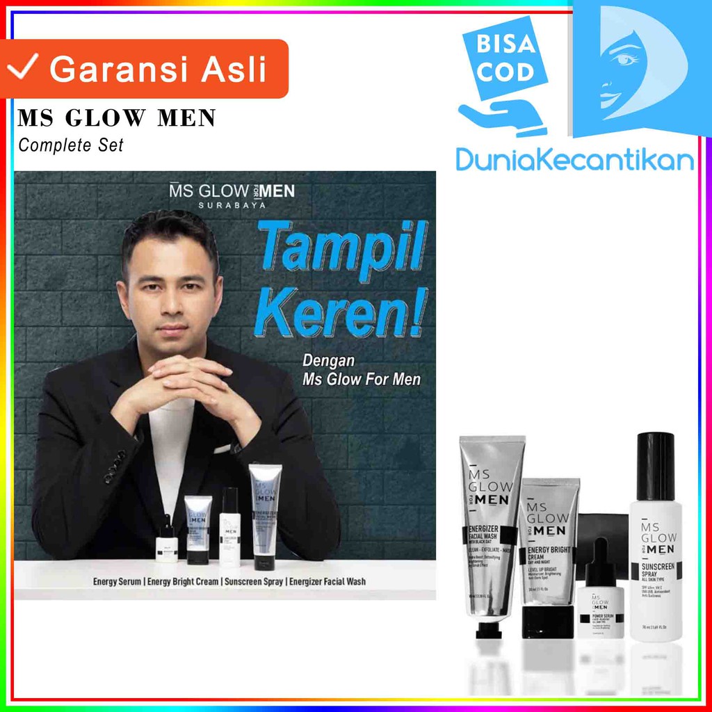 Ms Glow Men Paket Basic Complete / Ms Glow For Men Original free pouch / Skincare Pria Paket Perawatan Wajah MsGlow Men