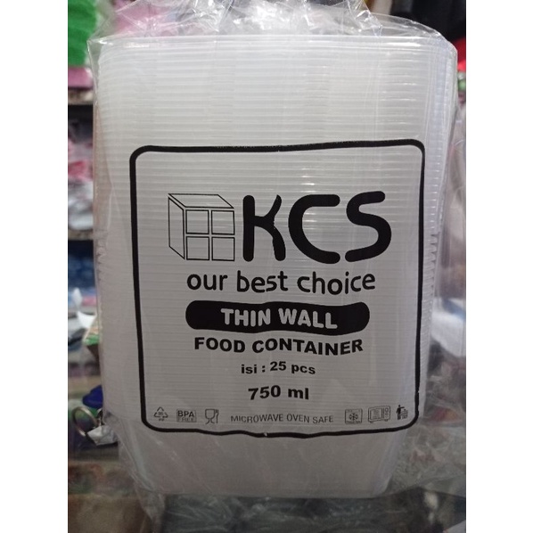 THINWALL KCS 500ML 650ML 750ML KOTAK PERSEGI PANJANG FREE DUS BENING KONTAINER PLASTIK WADAH MAKANAN KOTAK PERSEGI 500 ML 650 ML 750 ML