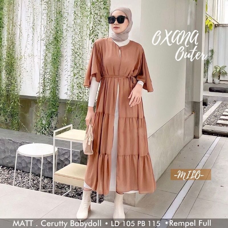 Oxana Outer Kardigan Panjang Wanita Fashion Muslim Outfit Pantai Wanita Hijab Ootd Kekinian