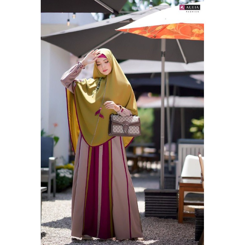 GAMIS AULIA ADELINE KHAKY KIWI - AULIA FASHION GAMIS SYARI