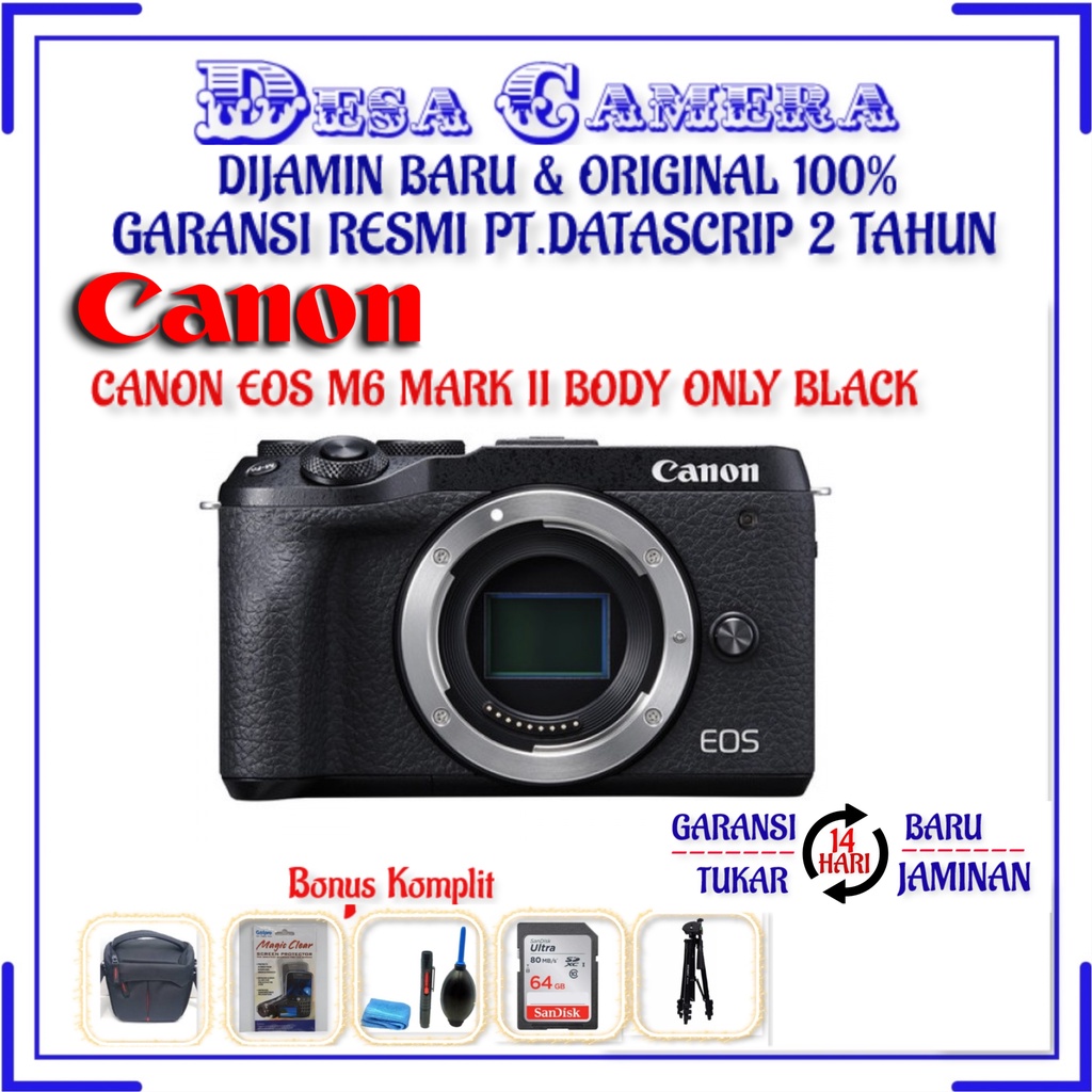 CANON EOS M6 MARK II BODY ONLY BLACK & SILVER RESMI