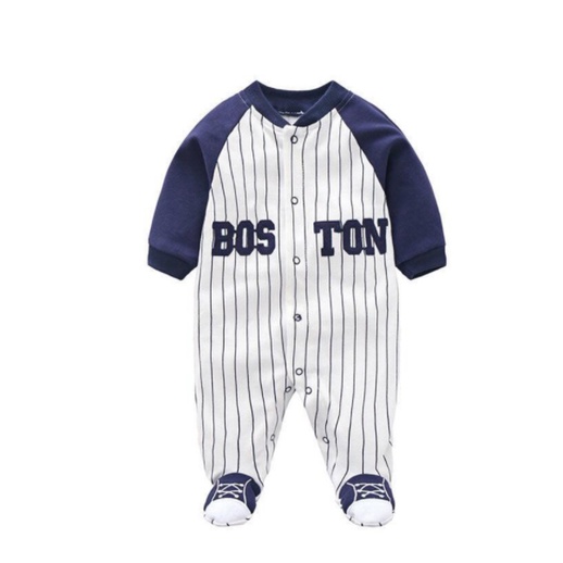 BAJU BAYI IMPORT KOREA JUMPSUIT BAYI MOTIF BASEBALL BOSTON | baju bayi laki laki