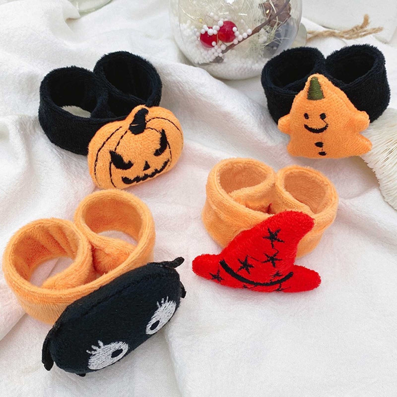 5pcs Gelang Slap Desain Labu Laba-Laba Snowman Untuk Dekorasi Pesta Halloween