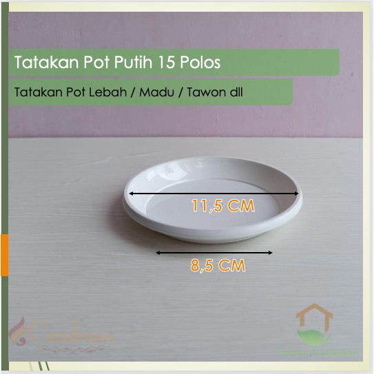 Tatakan Pot Putih Polos 15 / Tatakan Pot 15 / Tatakan Pot Tawon