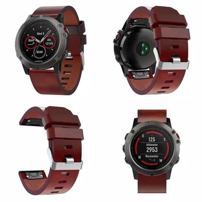 STRAP BAND GARMIN FENIX 5x 26mm Genuine Leather BROWN tali jam QUICKFIT