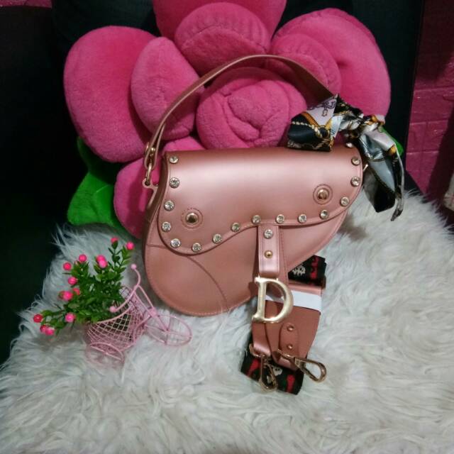 Tas dior sadle jelly pink