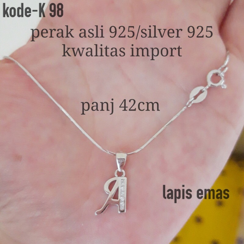 kalung huruf/kalung alfabeth/kalung nama/kalung wanita/kalung cantik/perak asli/kalung murah/s925