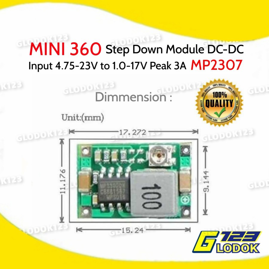 Mini 360 DC DC Step Down Buck Converter Modul Power DC MP2307