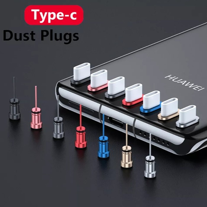Termurah 1 Set Anti Dust Debu Penutup Port Usb Type C Dan Earphone Jack 3.5Mm