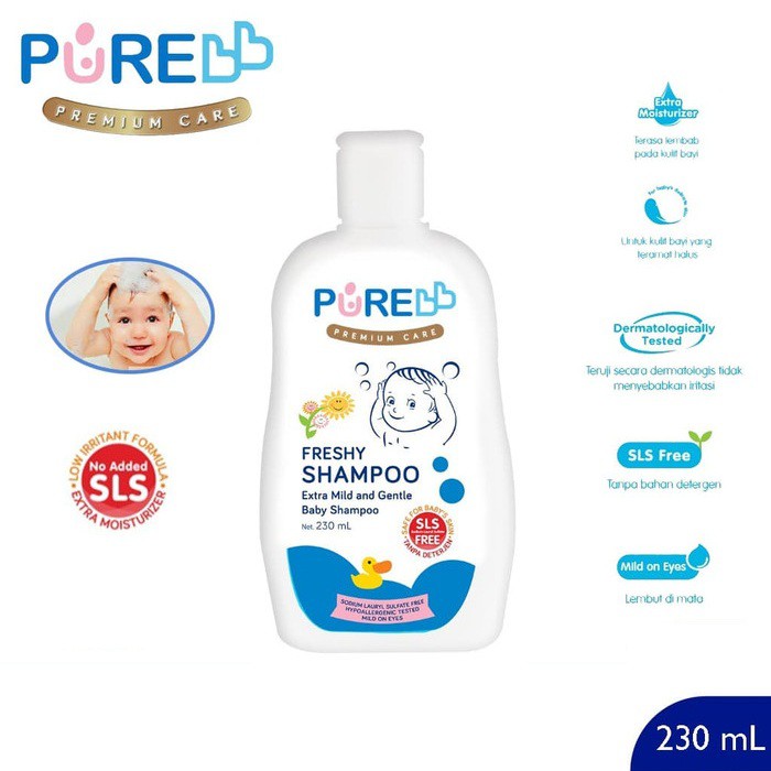 Pure BB Baby Shampoo 230 ml SLS Free formula khusus Bayi FRESHY / FRUITY - PREMIUM CARE