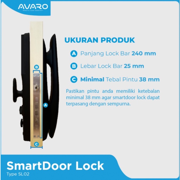 AVARO Smart Door Lock Digital Handle Kunci Pintu Fingerprint WIFI PIN Face