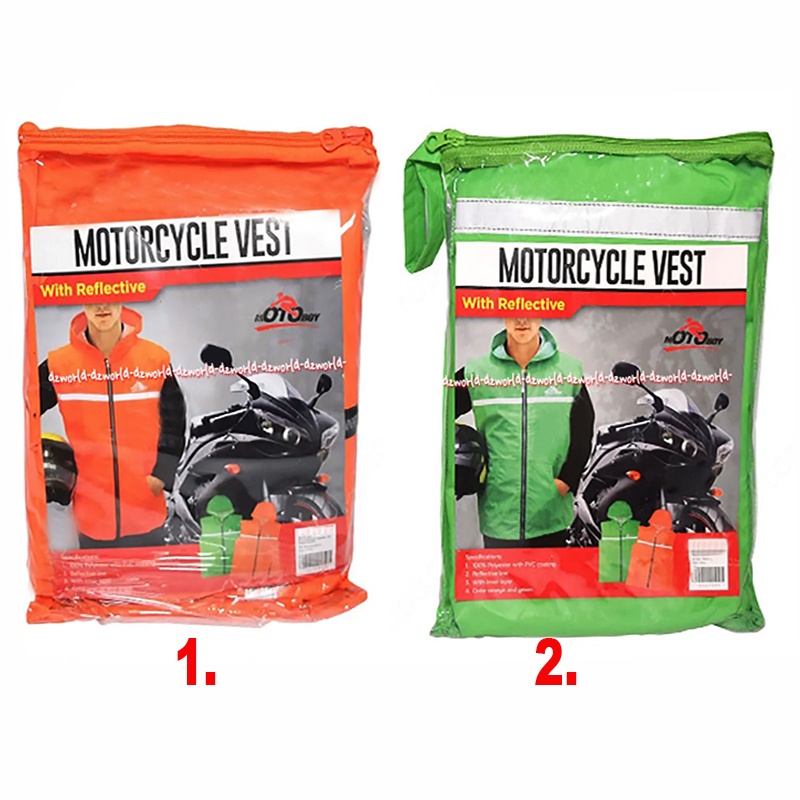 Motoboy Rompi Motor Dengan Topi dan Reflektor Glow in The Dark Vest With Hat Motor Boy Warna Orange Hijau