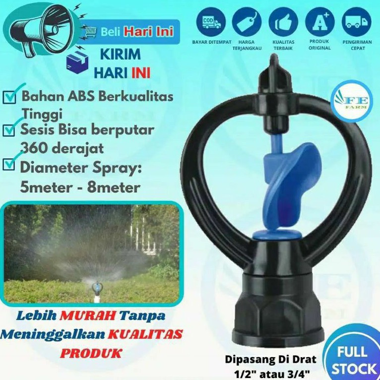 Sprinkler Penyiram Taman Putar 360 Derajat Drat 1/2 dan 3/4  FEFARM