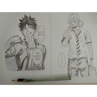 Jual Gambar sketsa anime bisa request | Gambar pensil anime A4 Full