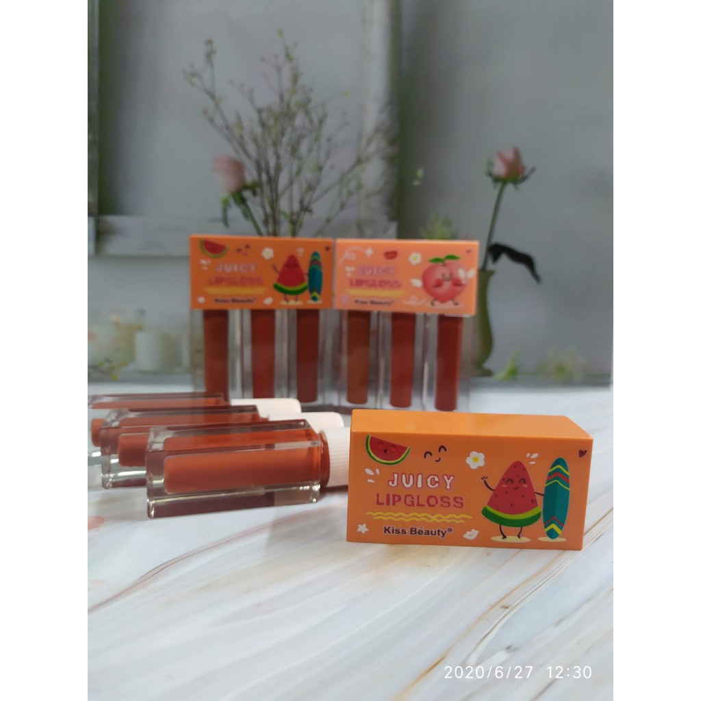 ( RANGKAP 3 ) JUICY LIPGLOSS MATTE KISS BEAUTY 70015-03AB