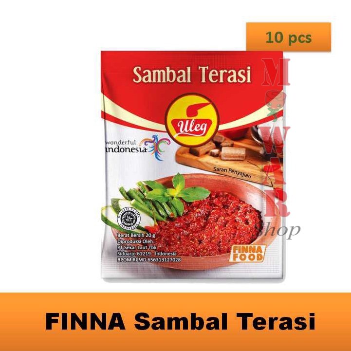 

(10 sachet x 20gr) FINNA Uleg Sambal Terasi Renceng Sambal Instant Bumbu Instan Sambal Pedas Finna