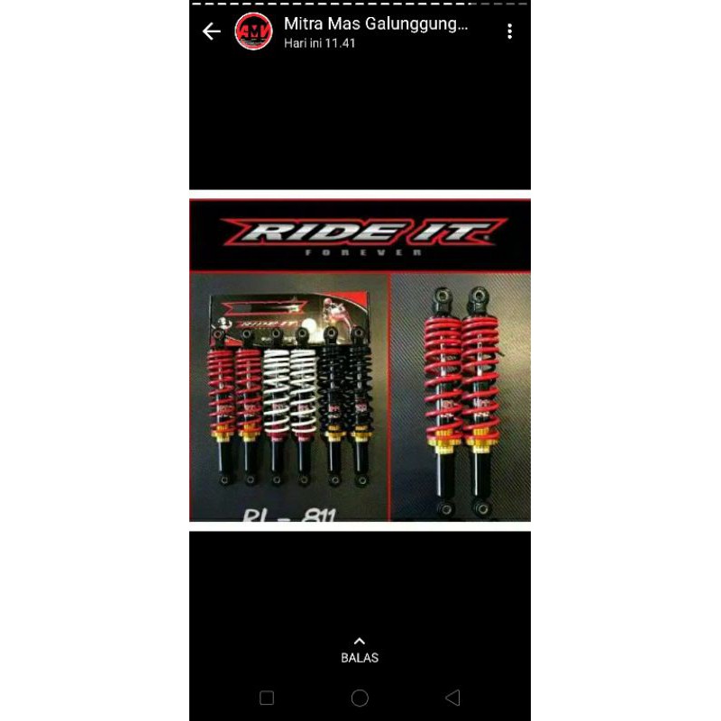 shock belakang 340 320 280 merk ride it pir merah putih hitam