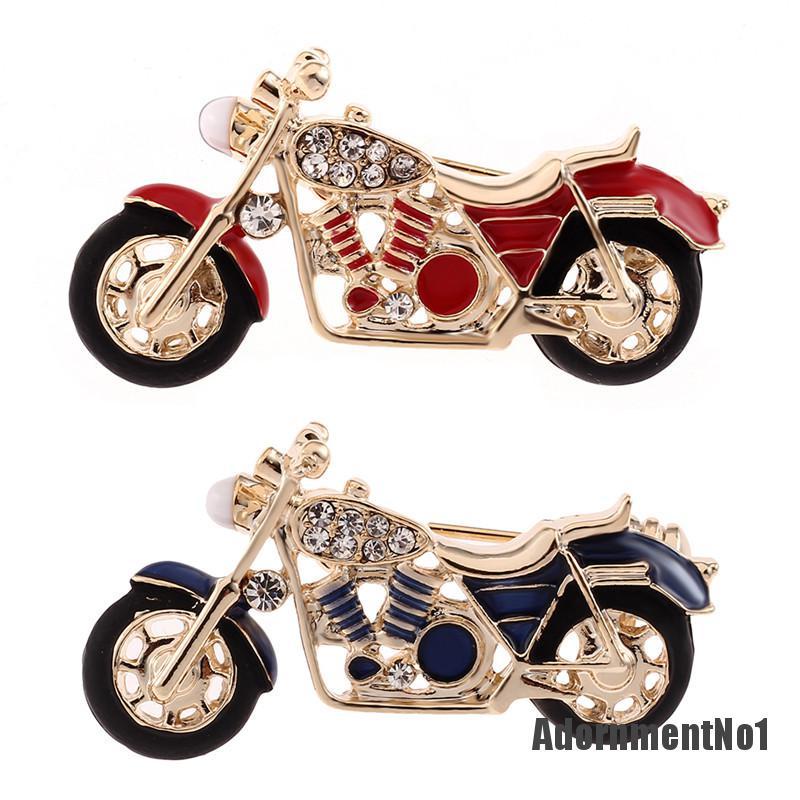 (Adornmentno1) Bros Pin Enamel Desain Motor Hias Kristal Berlian Imitasi