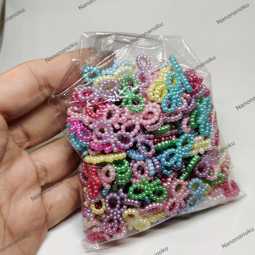 [50 gram] Mutbel PLONG WARNA Motif / Mutiara Belah / Mote Tempel