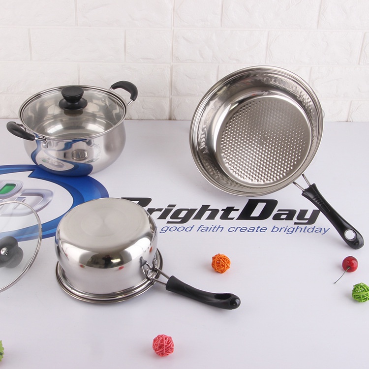 LMETJMA Set Panci Masak 3 in 1 Deep Frying Soup Pot Stainless Steel