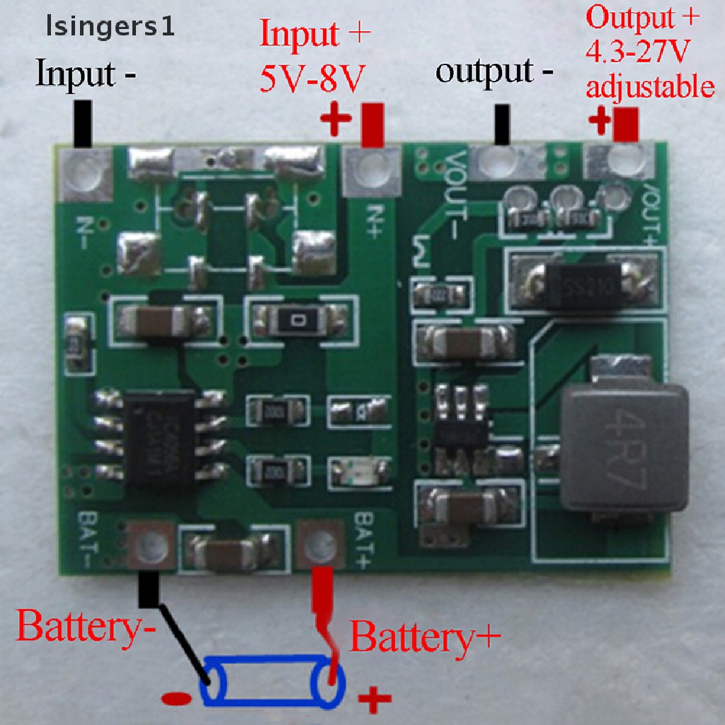 (lsingers1) Modul step up charger Baterai lithium lipo 18650 3.7V 4.2V Ke 5V 9V 12V 24V