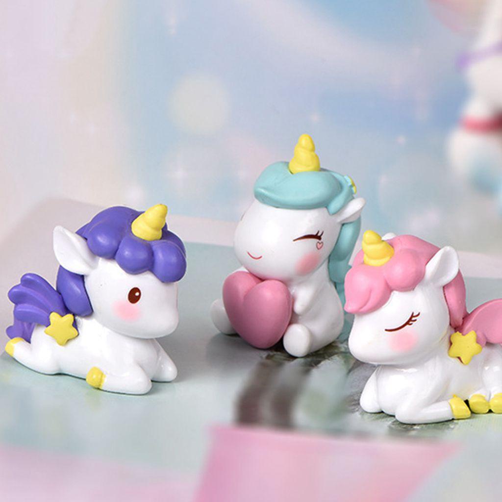 Patung Unicorn Agustina 1pcs Kreatif Untuk Anak Perempuan DIY Pegang Bintang, Hadiah Anak Hati Hiasan Kue