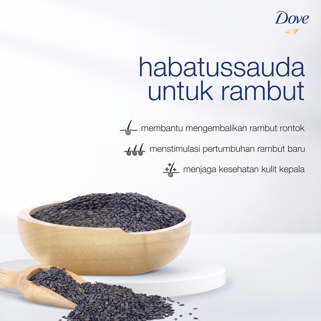 DOVE HIJAB NATURAL ANTI KETOMBE DAN HITAM &amp; PANJANG (135ML)