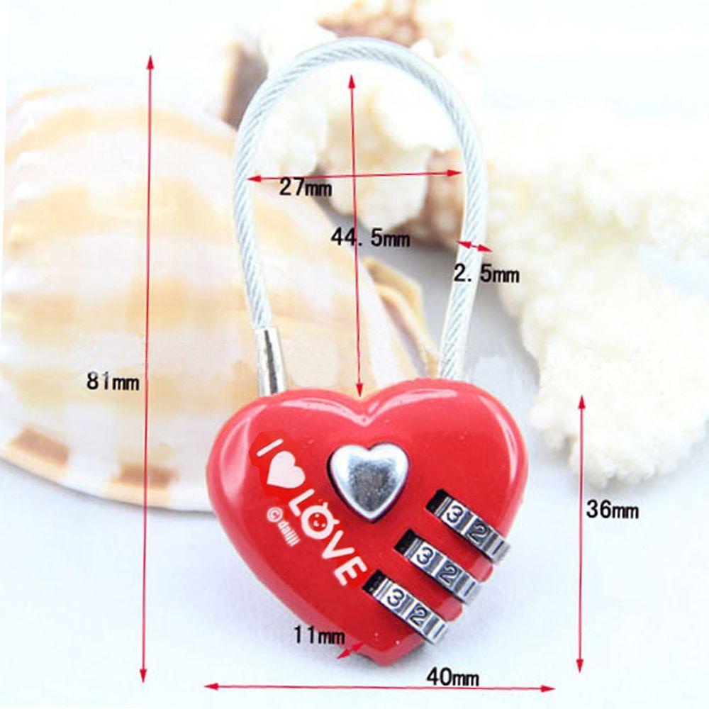 [Elegan] Lock Coded Digits Alloy Red Travel Bentuk Pernikahan Password Love Heart Lock