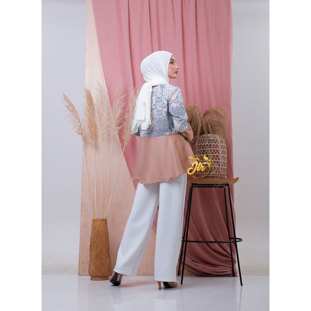 tey-17 Batik wanita ASJ SA HRB026 Kenongo Kemeja Tosca Pendek-2