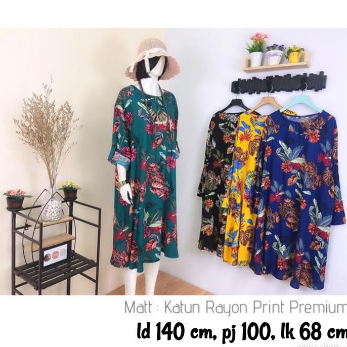 tunik rayon motif bunga super jumbo ld 140