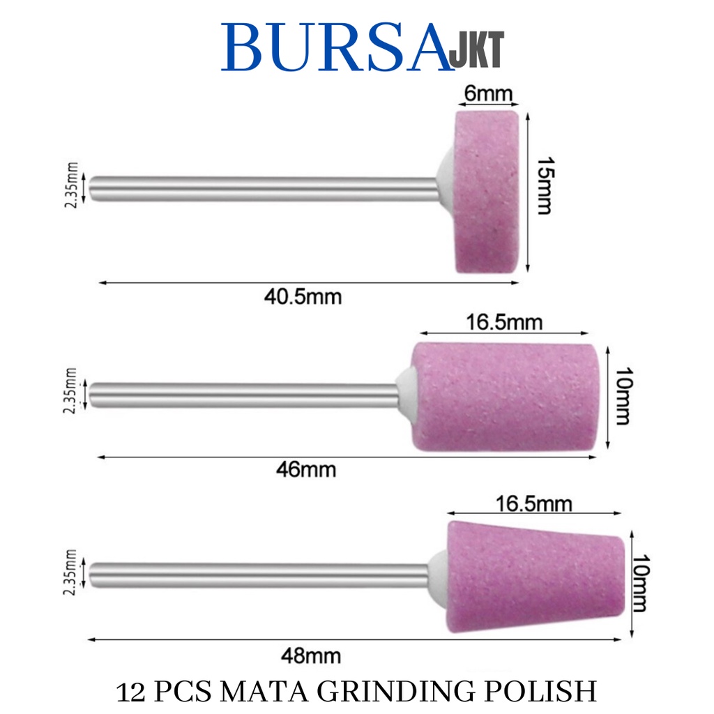 MATA BOR MINI TUNER ASAH AMPLAS POLES DREMER GRINDING KUKU ABRASIVE PINK SET ISI 12 PC