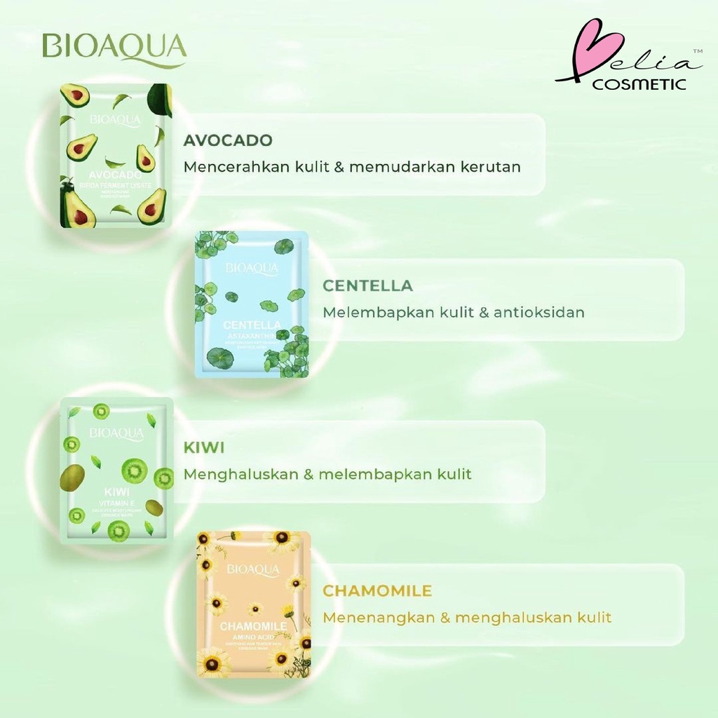 ❤ BELIA ❤ BIOAQUA Cosmetics Sheet Mask Plant | Flowers | Fruit | Eye Mask | Facial Mask Brightening Glowing Moisturizing Skin Care | Hydrating Essence Face Mask Brightening Anti Acne Jerawat | Honey Vitamin C Masker Wajah Muka Pelembab Kulit BPOM