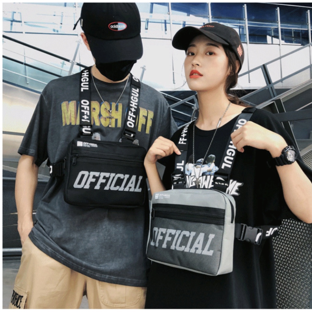 SmallLee Fashion Streetwear Pria Hip-Hop Tas Dada Wanita Taktis Dua Tali Dada Rig Tas Gaya Trendi Dada Persegi Panjang Paket Utilitas