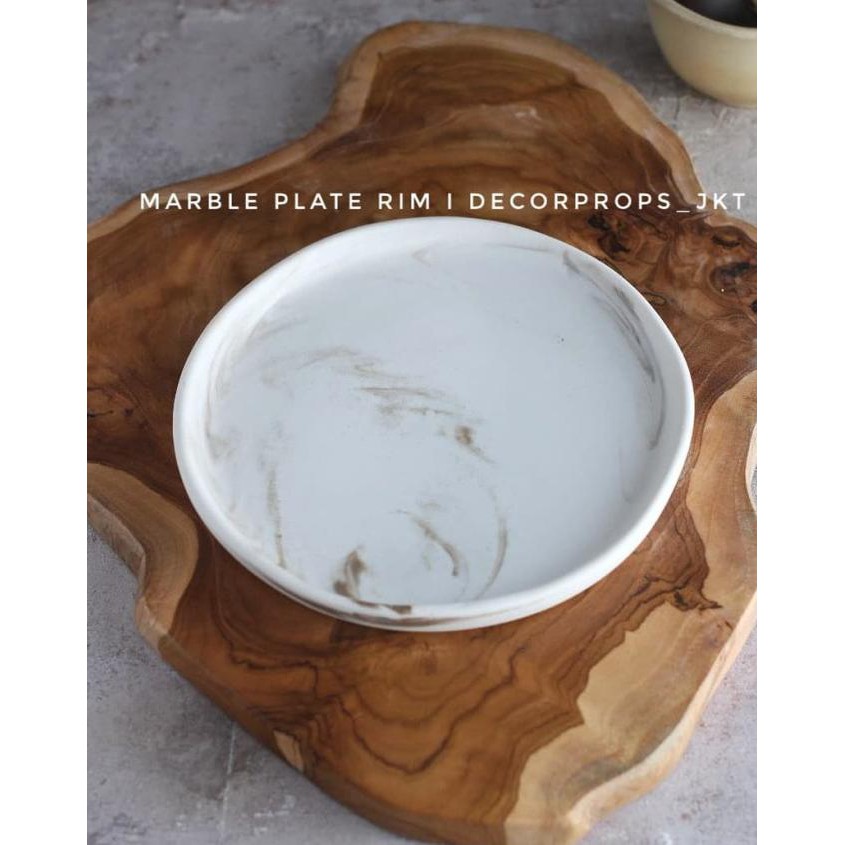 Marble Plate / Piring Motif Marmer / Piring Makan Marble