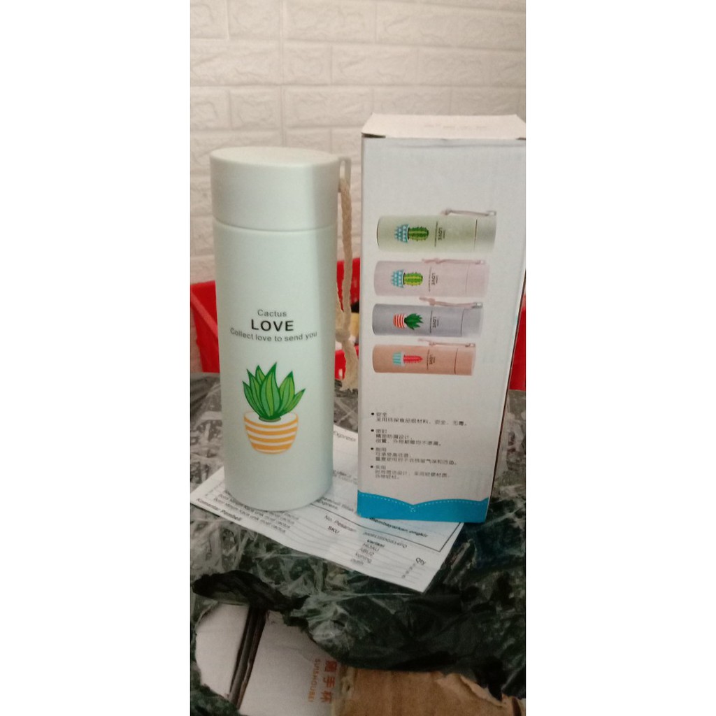 PFS - Botol Minum Kaca unik motif kaktus cactus 450 mL glass material murah cantik padang-7
