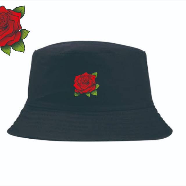 Topi bucet mawar merah