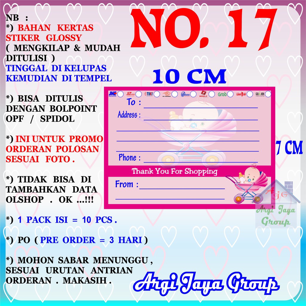 

Promo!Stiker Label Pengiriman Polosan No = 17 (10x7cm) 1 Pack = 10 Pcs
