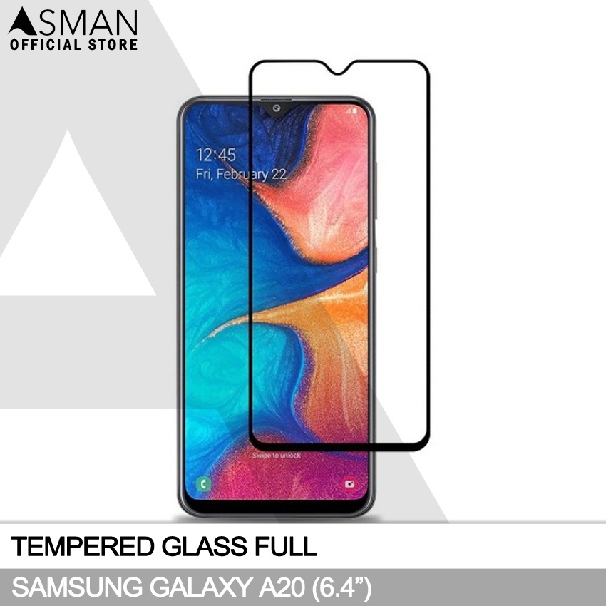 Tempered Glass Full Samsung Galaxy A20 (6.4&quot;) | Anti Gores Kaca - Hitam