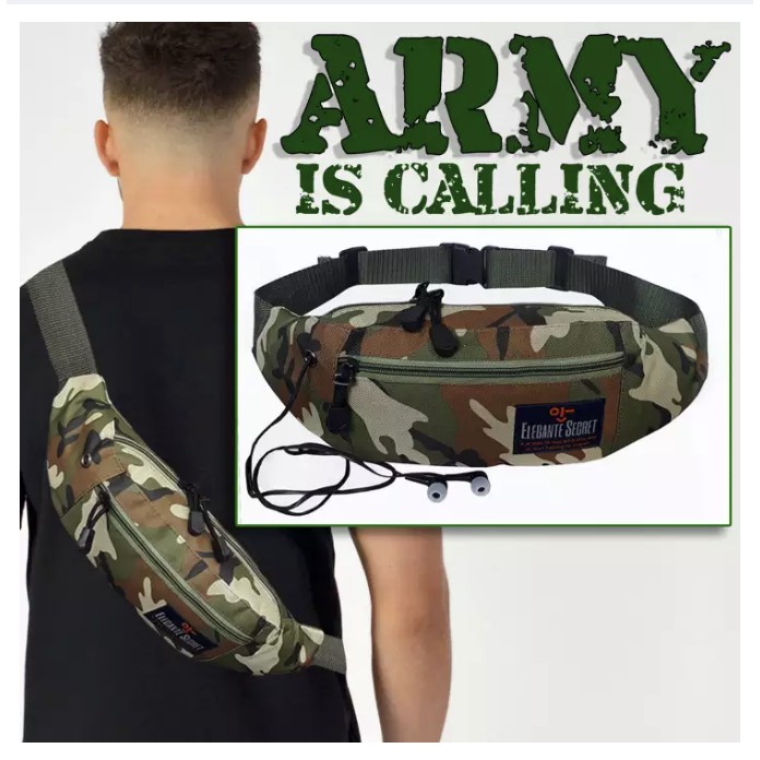 PALING MURAH Tas Pinggang Pria tentara motif loreng - Waist bag tentara distro - Tas Selempang dada