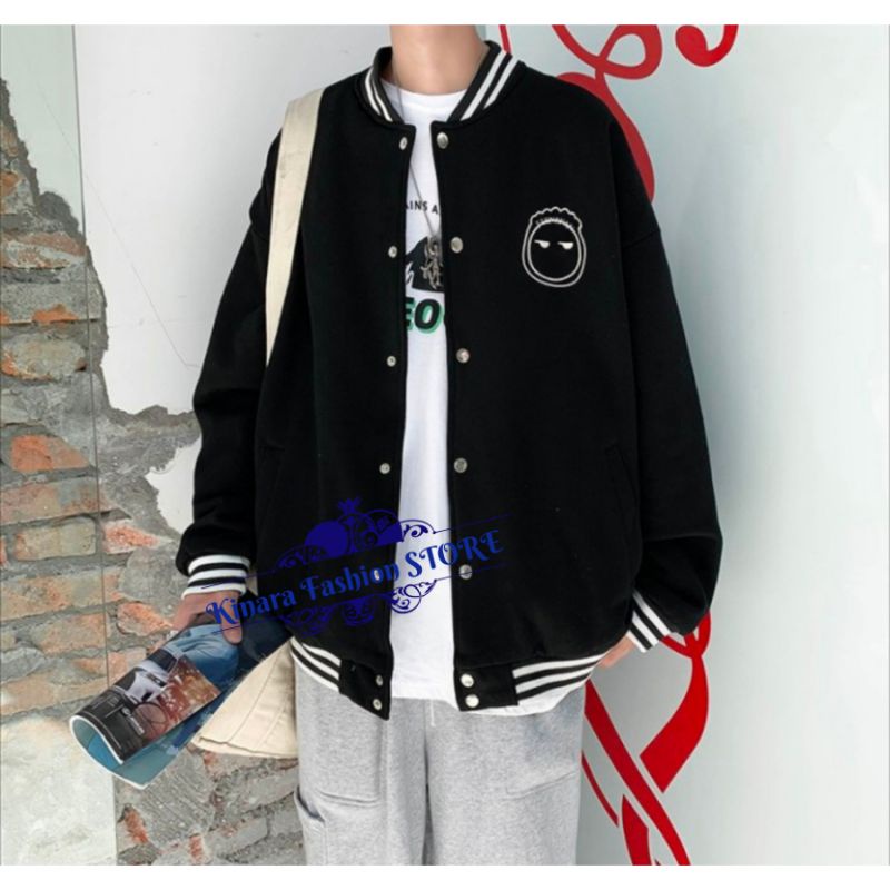 BE SMILE BASEBALL 2XL 3XL Sweater Crewneck Oversize | Outerwear Pria Wanita Fashion Terkini Korean Style