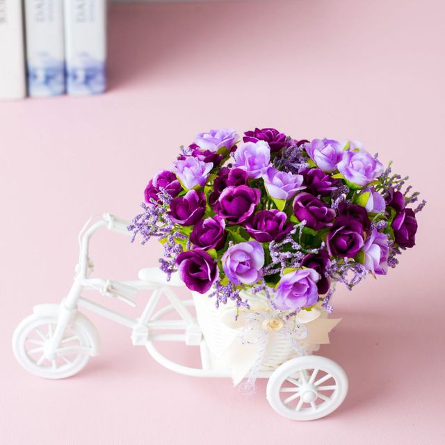 Sepeda Bunga dekorasi Bunga plastik-PS-SD Ungu