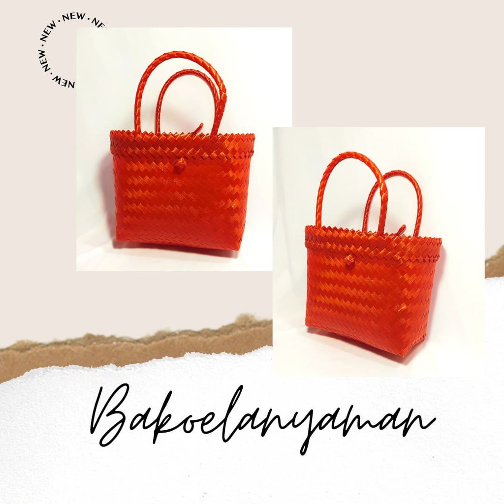 Tas Anyaman Plastik /Tas Serbaguna/ Tas Keranjang Belanja/ Tas Fashion