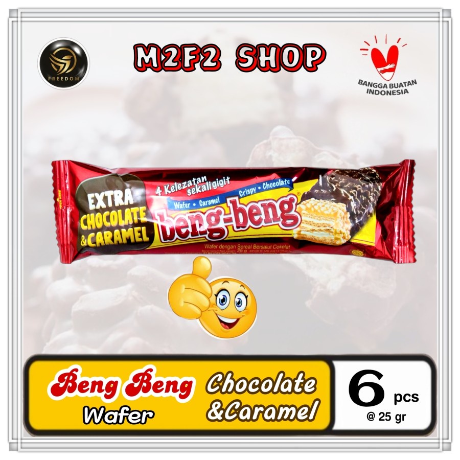 

Beng Beng Wafer Extra Caramel Crispy Chocolate Cokelat - 25 gr (Kemasan 6 Pcs)