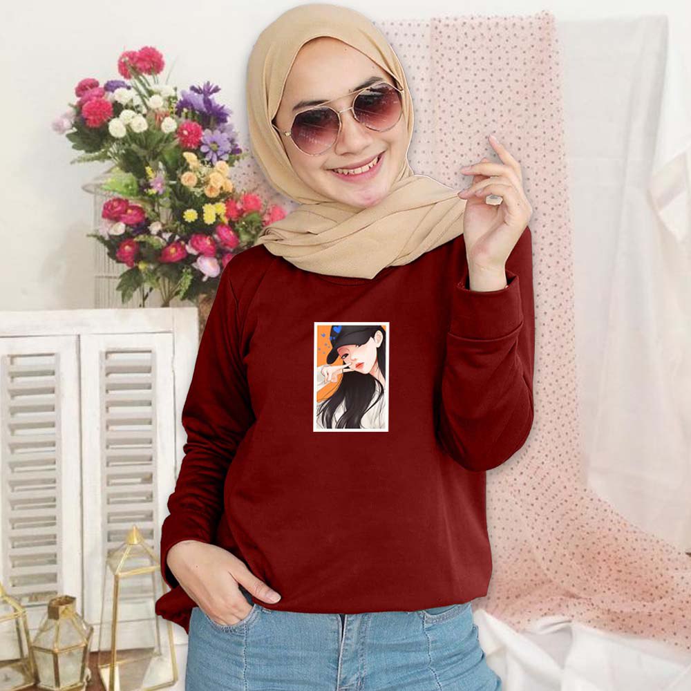 SWEATER WANITA CREWNECK, PEACE PAKAIAN WANITA.